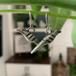 Pewter Dangly  Bird Earrings